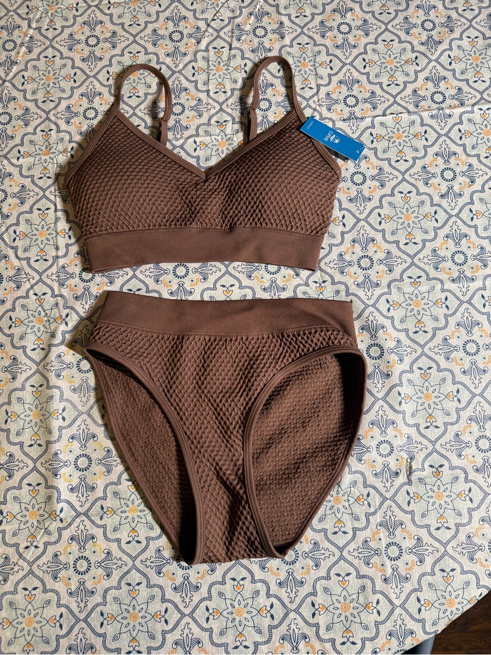 NWT Cupshe Brown Textured High-Waist Bikini Set Size Medium